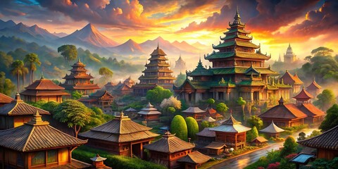 Candid Photo: Ancient Javanese Pekalongan City Painting, AI Art