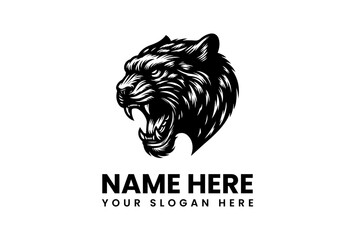 Tiger Head Logo Design Fierce Roaring Animal Emblem for Business or Brand Identity