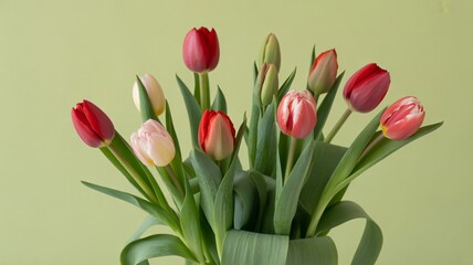 Beautiful tulip flower bouquet arrangement for spring floral design
