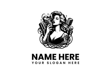 Elegant Vocalist Logo Design with Microphones Perfect for Music Performers and Artists