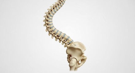 Explore the elegant human spine and pelvis anatomy for educational or medical visualizations, showcasing healthy skeletal structure and back health awareness