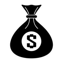 Wealth and finance symbol — money bag isolated on white.