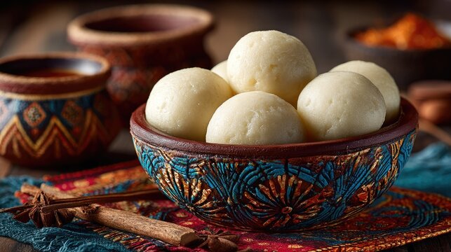 Togo dish Fufu Pounded yam dough white smooth balls