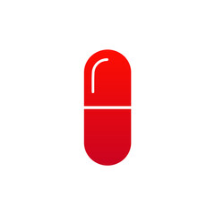 Red Pill Icon – Minimalist Medical Capsule Symbol Vector