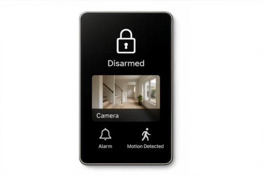 Smart home security camera app disarmed