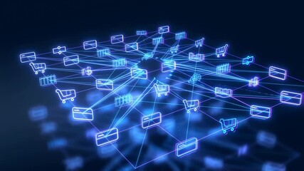 Digital Network of Shopping Carts and Credit Cards Representing E-commerce and Online Transactions. - Powered by Adobe