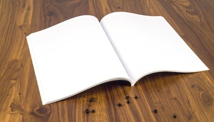 Blank Magazine Spread Mockup on Oak Wood Table