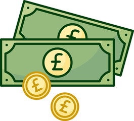 Flat Illustration of British Pound Sterling Currency, Money Icon (£ GBP)