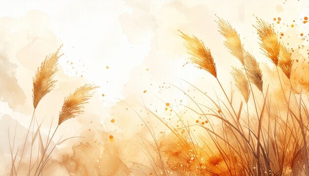 落ち着いたススキの水彩背景