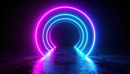 Neon Portal Rings Cyan Magenta Cinematic Bloom