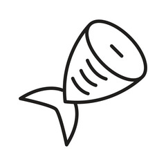 Line art of a fish coneshaped with a simple tail accented with curved lines