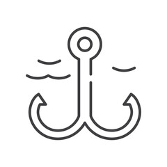 Line drawing triple hook wave lines above simple outline