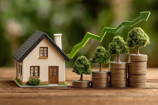 Croissance du march&eacute; immobilier et hausse de la valeur des maisons, concept d&rsquo;investissement rentable et d&rsquo;attrait des acheteurs