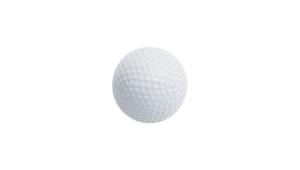 High-resolution studio-style photograph of a white golf ball with dimples on a clean white background, showcasing its texture and form