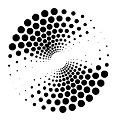 Abstract Black and White Halftone Dot Swirl Pattern on White Background