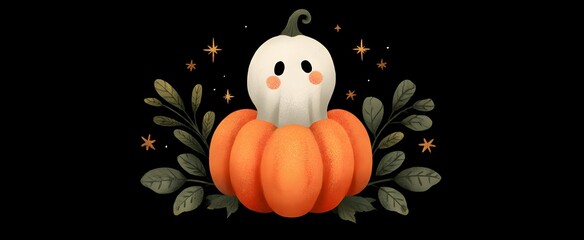Obraz premium The halloween t shirt design features vibrant pumpkin and spooky ghost illustrations.