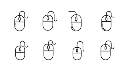 Collection of simple computer mouse icons demonstrating device evolution and technology vector