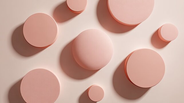 Abstract geometric shapes, light peach circles on a pale background.  Soft shadows highlight the forms - Powered by Adobe