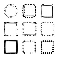 Collection of Hand-Drawn Decorative Frames and Borders in Various Styles