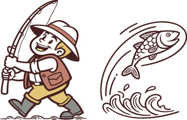 Cute cartoon vector illustration of a funny monster knight character fighting a zombie