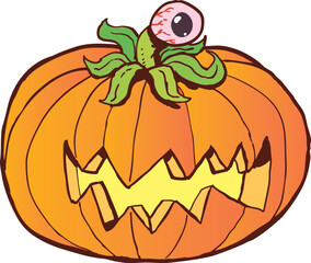 creepy monster Pumpkin with one eye