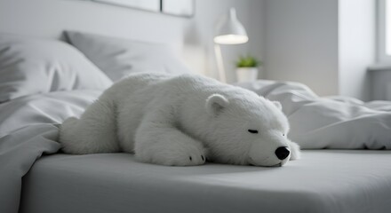 cute polar bear sleep in bed 