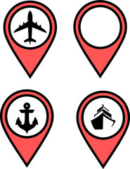 GPS navigation vector map pins, location