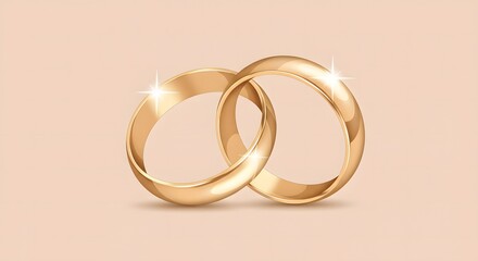 illustration of two elegant wedding rings placed together on a soft pastel background