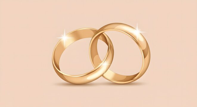  illustration of two elegant wedding rings placed together on a soft pastel background