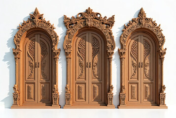 Traditional Balinese carved wooden door with intricate floral ornament