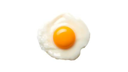 Top view of fried egg isolated on transparent background delicious and healthy breakfast concept food photography
