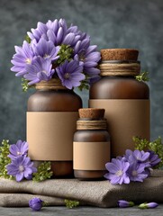 Vibrant Violet Flower Bouquet in a Glass Mason Jar Still Life
