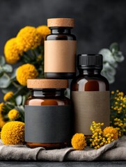 Glass Bottle for Personal Care and Food Storage with Label and Cap