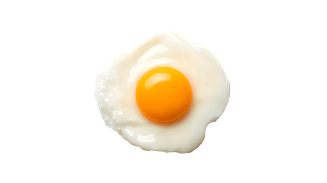 Top view of fried egg isolated on transparent background delicious and healthy breakfast concept food photography
