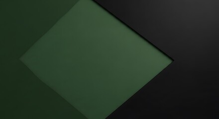 Sophisticated dark green and black geometric abstract background with layered planes creating depth and modern elegance for design projects