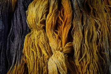 Textured Strands of Hand-Dyed Yarn in Earthy Tones