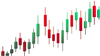 Candlestick chart isolated on transparent background