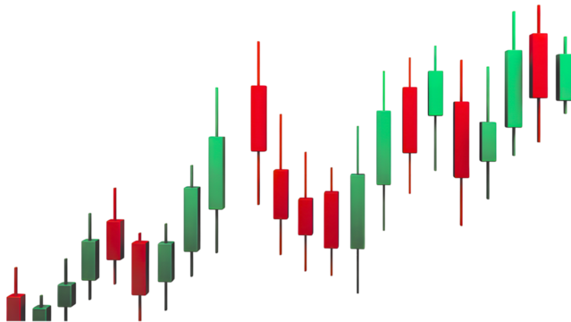 Candlestick chart isolated on transparent background