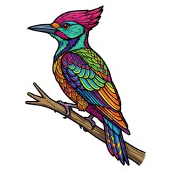 Fototapeta premium Vibrant Patterned Woodpecker Vector Illustration