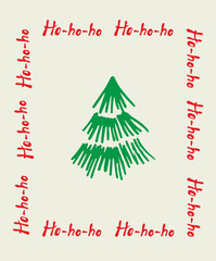 Christmas tree frame with &ldquo;Ho-ho-ho&rdquo; text &mdash; festive holiday background