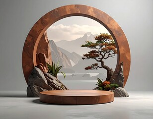Modern presentation of an Eastern-inspired scenic diorama