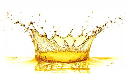 Golden Oil Splash Crown on White Background