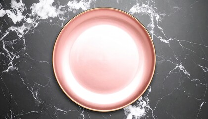 Rose Gold Metallic Plate on Marble Surface