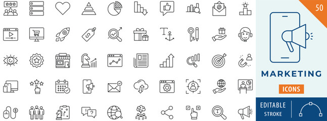 Marketing icon collection set. Editable stroke.
