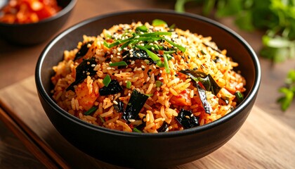 Kimchi Fried Rice With Seaweed And White Sesame