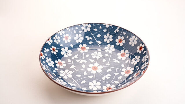 Empty patterned ramen bowl, Asian traditional tableware