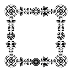 Black white square frames with flowers .
Graphic design with regular shapes as template, or tile.
