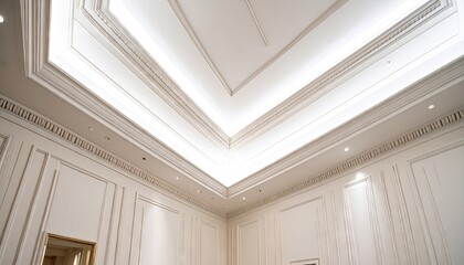 Elegant White Interior Ceiling Design with Recessed Lighting