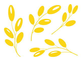 Abstract Yellow Oval Shapes on Branches - Minimalist Nature Design
