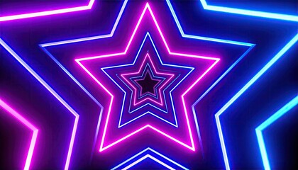 Neon Star Tunnel with Scanline Effect